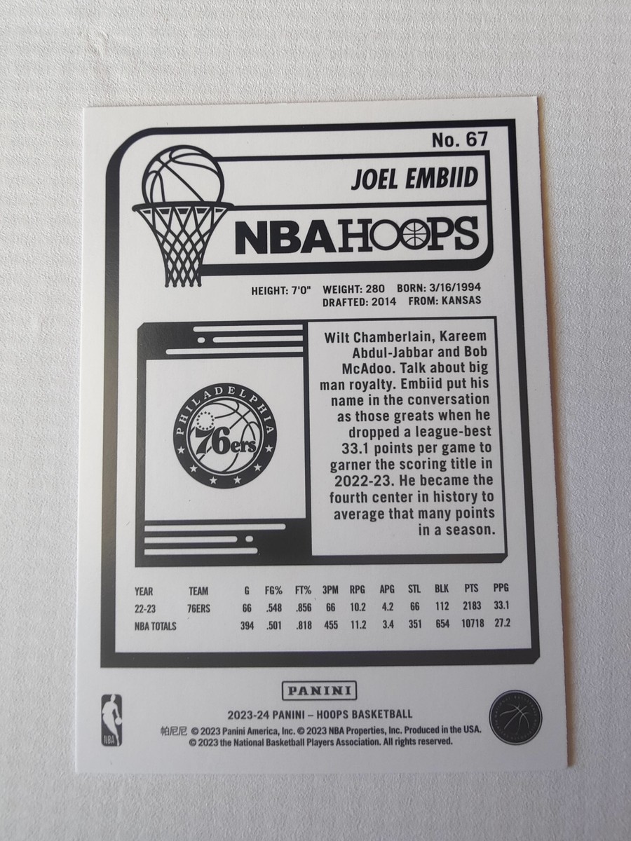 2023-24 Panini-NBA Hoops Joel Embiid Purple #67 (Ken Goldin in