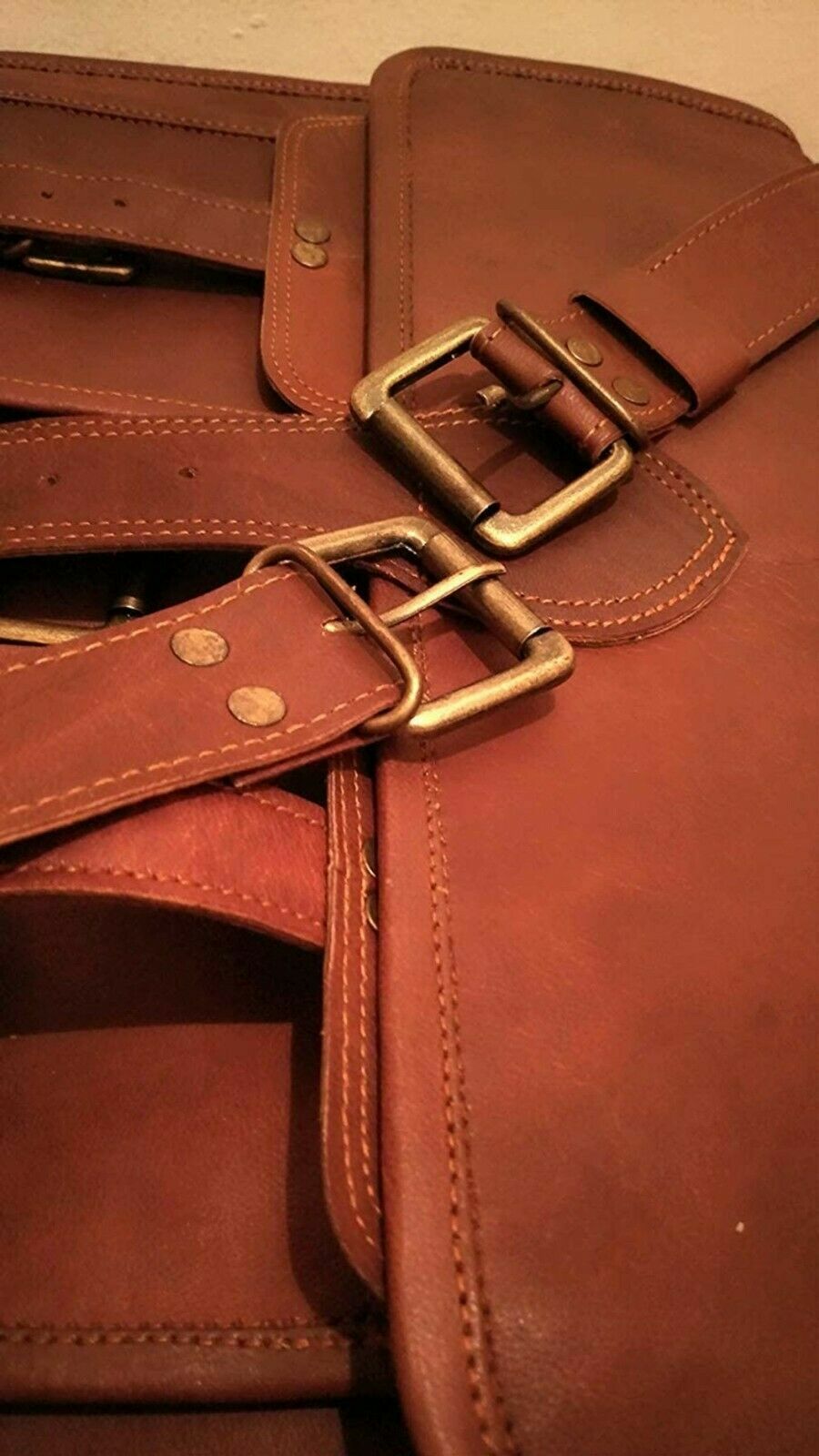 Leather Messenger Bag Men's women Satchel Laptop Shoulder bag Large Briefcase 
