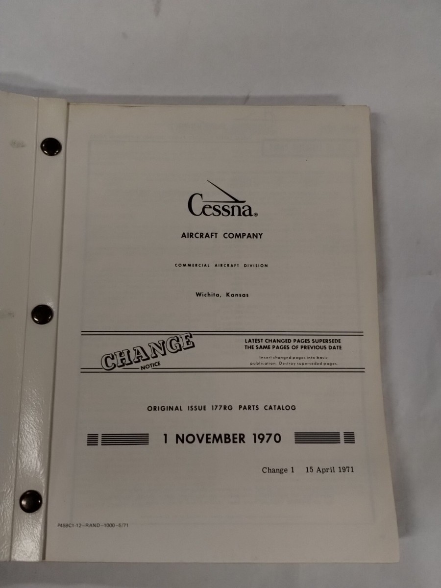 Cessna 1971 Cardinal 177RG Parts Catalog-Original | eBay