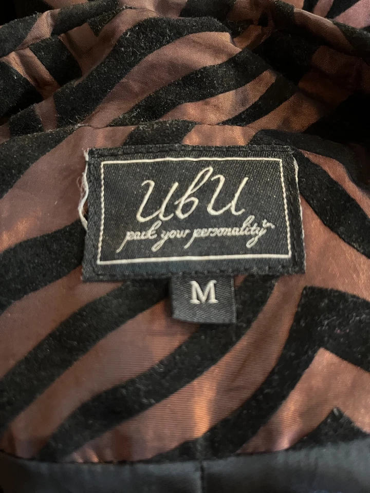 Chaqueta UBU Talla M Rayas Cebra Flocada Botón-Frente Marrón Negro Foto 2 de 4