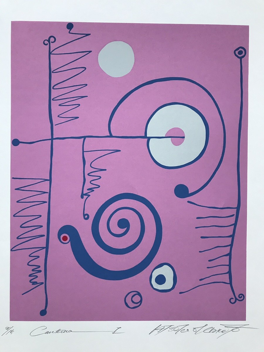 Modern ABSTRACT Serigraph Print Atsuko Okamoto Contemporary