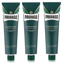 Proraso Shaving Cream, Eucalyptus and Menthol, 150ml Tube (3 Pack)