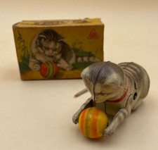 2/2 Original Köhler Katze Ball ohne Schlüssel Originalkarton Blech Spielzeug