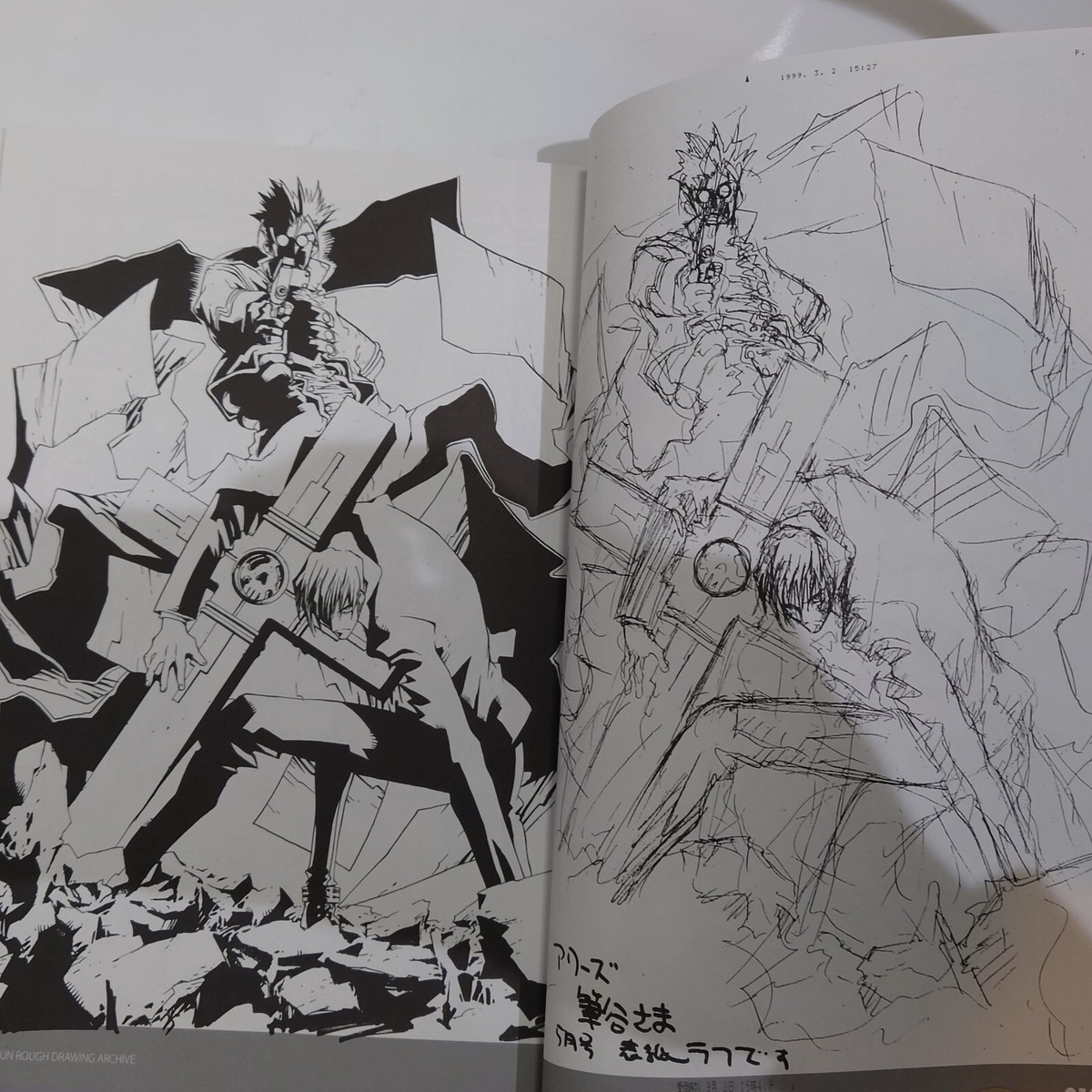 トライガンArt Book* TRIGUN STAMPEDE EXHIBITION Limited Rough Drawing Vash the