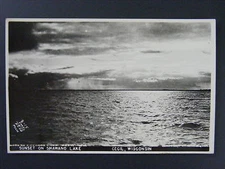 Cecil Wisconsin WI Sunset Shawano Lake Vintage Real Photo Postcard RPPC 1945
