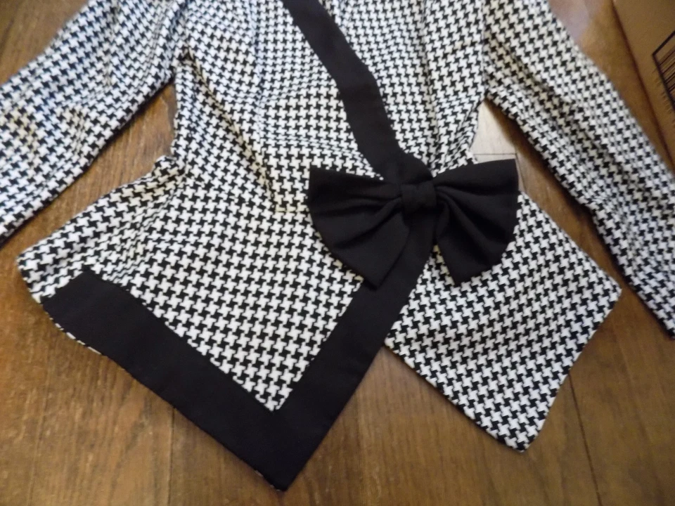 Chaqueta Blazer Donna Morgan For Non Stop De Colección Retro Tweed Negro Blanco Lazo Cintura 6 Foto 4 de 4