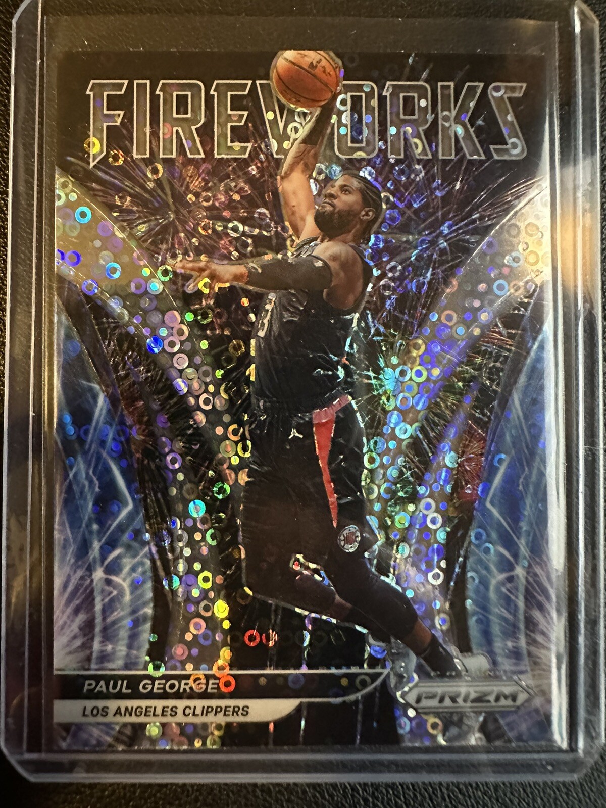 2021 Panini Prizm Fast Break Paul George Fireworks Disco #22 Clippers