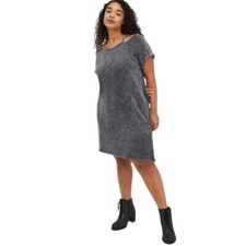 Torrid Size 2 Mini Cozy Fleece Cold Shoulder Dress in Charcoal Grey