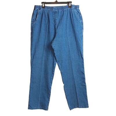 Allison Daley Pull On Jeans Womens 18 Medium Wash High Rise Straight Leg Elastic