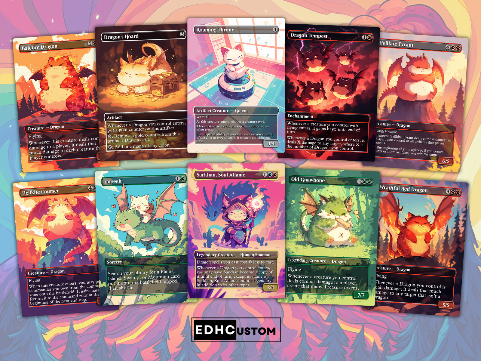 Dragon Tribal Commander Deck MTG EDH Chibi Anime Style Proxy Deck