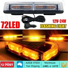 72 LED Beacon Flashing Magnetic Emergency Warning Strobe Amber White 12V Lamp AU