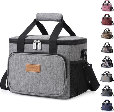 Lifewit Large Lunch Bag Insulated Box Soft Cooler Cooling,Gray 12Can (8.5L)