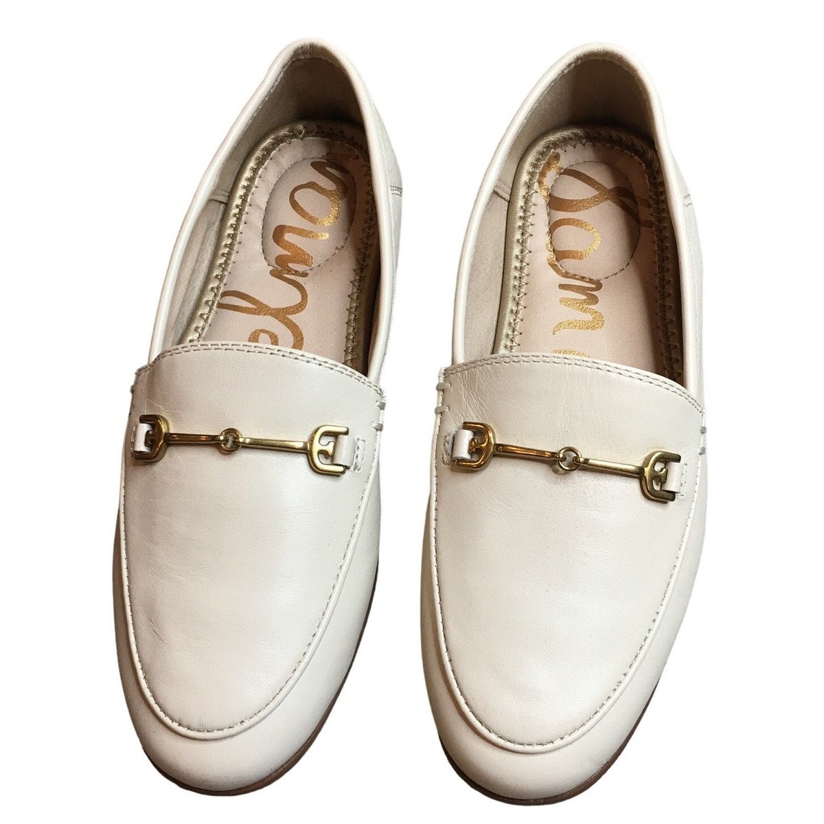 Sam Edelman Loraine Girls Slip On Ivory Loafers Goldware  display picture 2