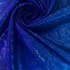 FREE SHIPPING Blue Broken Glass Hologram Spandex 4way Stretch Fabric by the Yard