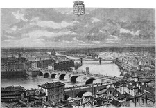 TOULOUSE and the PONT-NEUF seen from the GARONNE - 19th century engraving