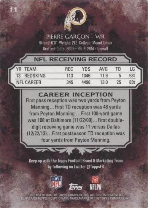 2014 Topps Inception Pierre Garcon #11