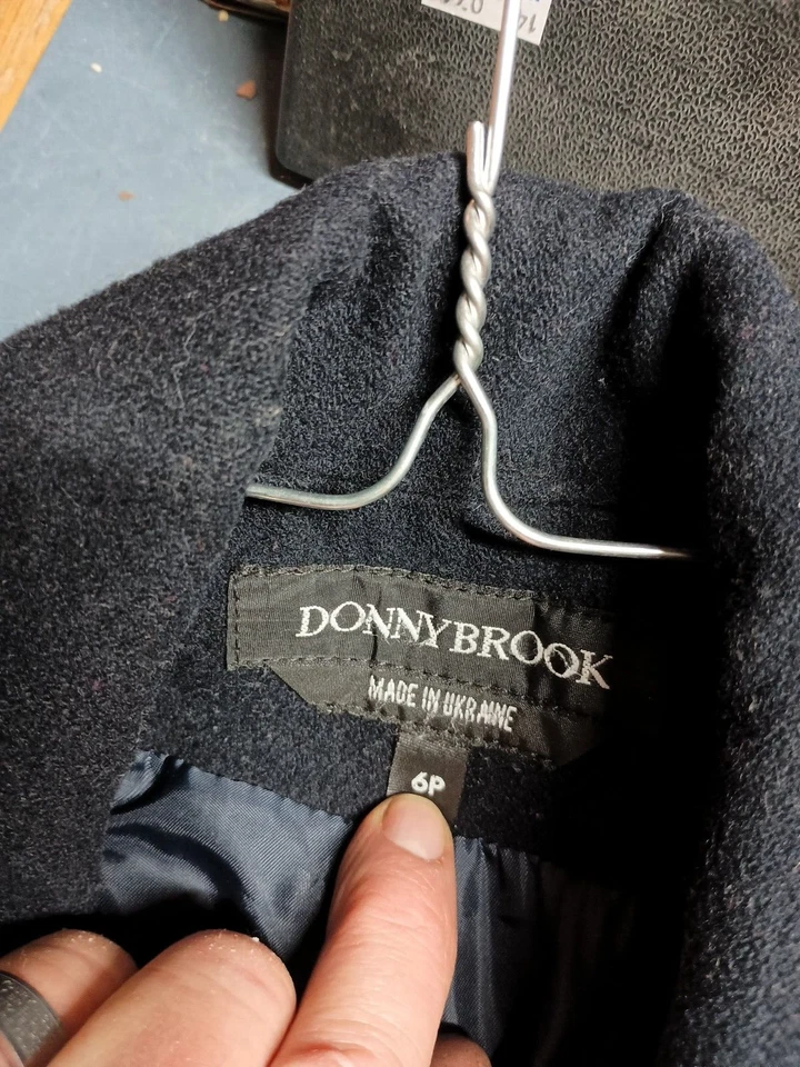 Abrigo DonnyBrook Azul Marino Lana Guisante Talla 6P Forrado Estilo Marinero Cadera Foto 3 de 4