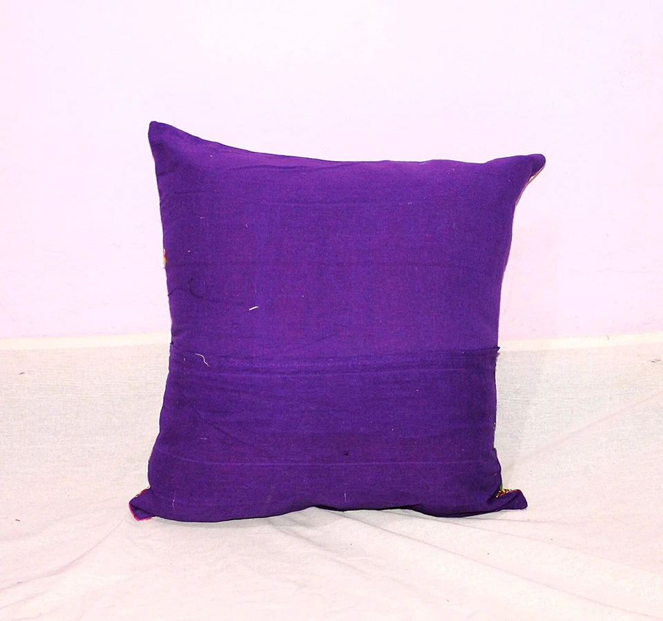 Funda de almohada de algodón con estampado de frutas Kantha vintage de 5 piezas india "16x16" Foto 4 de 4