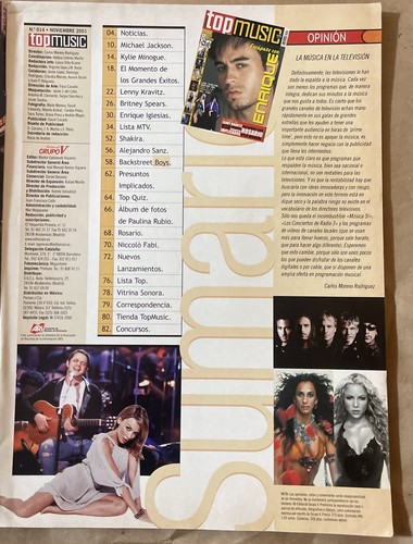 Top Music Magazine November 2001 Enrique Iglesias Britney Spears Kylie Minogue - Picture 2 of 7