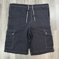 Kikwear Cargo Shorts Nylon Mens Medium 90s Y2K Vintage Baggy Rave Skate Wide Leg