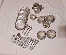 Rare Vintage Mirror Aluminum Toys Cookware Miniatures "Like Mother's  36pc