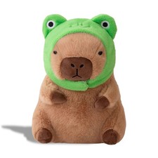 Cute Capybara Plush Soft Capybara Stuffed Animal with Frog Hat Kawaii Capybara P