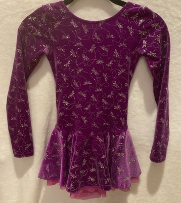 Purple Ice Skate Dress With Silver Glitter Butterflies 