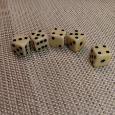 Lot of 5 Vintage 1 cm WHITE DICE, not sure of...