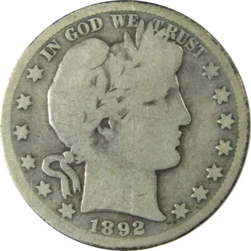 1892 S Barber Silver Half Dollar AG About Good 50c Coin SKU:I25120