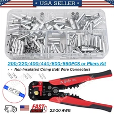 200~660X Non Insulated Butt Connector Uninsulated Crimp Electrical Wire Terminal