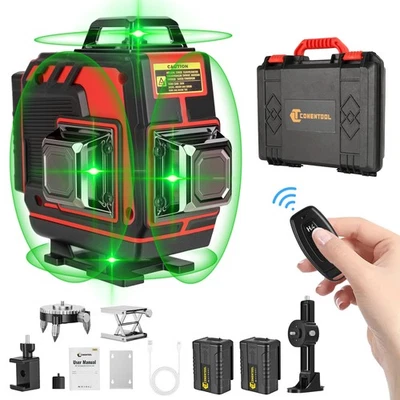 CONENTOOL 16 Line Laser Level 360° Rotar Self-Leveling Green Cross Line With Lifting Base