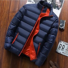 Men's Fashion Winter Puffer Quilted Jacket Warm Padded Full Zip Up Coat