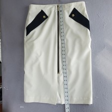 Worthington 8 White Colorblock Pencil Skirt Geometric Design Black Gold Accents