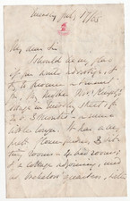 Charles Kingsley Signed Letter 1865 / Autographed Novelist, Christian Socialist
