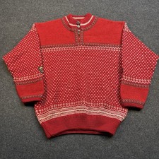 Vintage Dale of Norway Men's Wool Sweater Christmas Red Mock Neck Size Medium