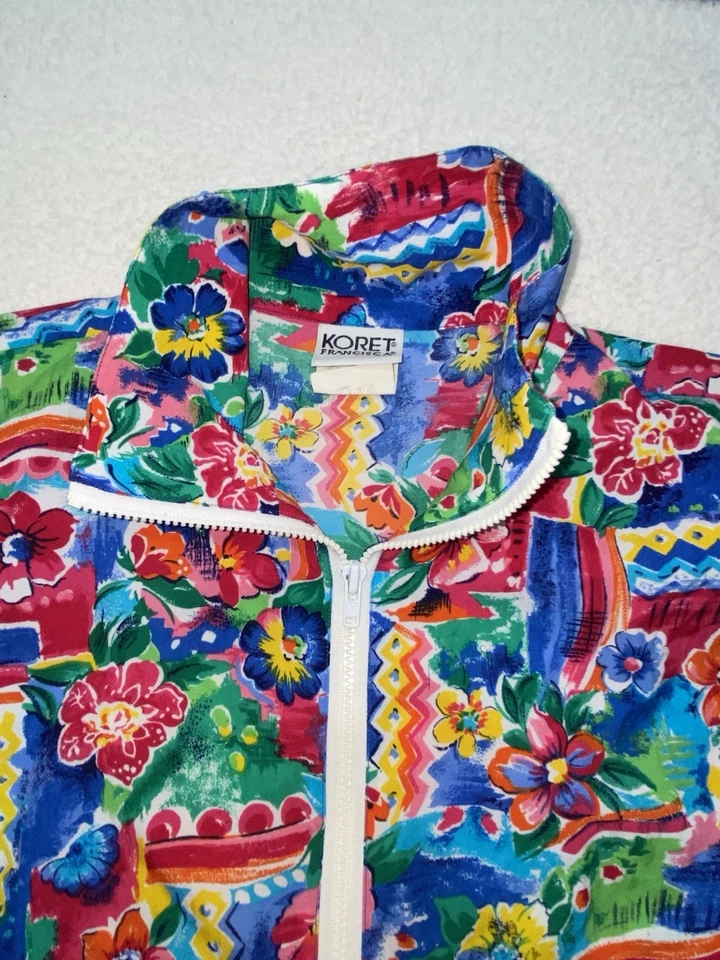 Vtg. 80s 90s Koret Francisca Windbreaker Jacket Shoulder Pads Full Zip - Image 2 of 4