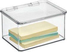 Plastic Stackable Hinged-Lid Storage Box, Clear Pantry and Kitchen, Freezer an