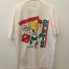 Miami Dolphins Vtg 1990 Bart Simpson White Reprint T shirt AN57770