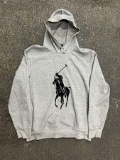 Polo Ralph Lauren Big Logo Double Knit Pull Over Hoodie Mens Size Large