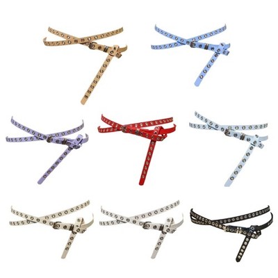 Interconnected Double Hoop Ending PU Belt User Friendly Tie Adjustment Waist