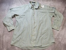Chaps Men’s Large Green Plaid Dress Shirt Regular Fit Wrinkle Free