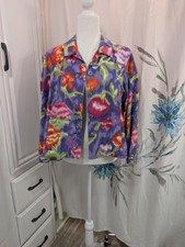 Coldwater Creek Lightweight Coastal Grandma Artsy Floral Cottagecore Jacket PXL