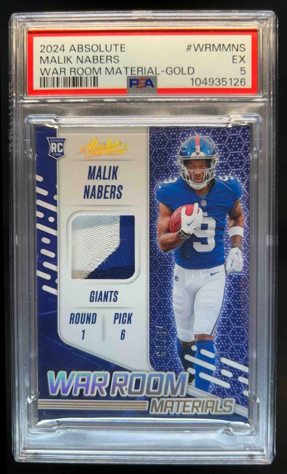 Malik Nabers Panini Absolute War Room Materials #WRMMNS Gold