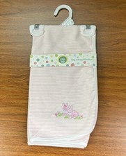 LITTLE ME Tag-Along Pink Stripe Baby Blanket Bunnies One Size Girls Cotton NWT