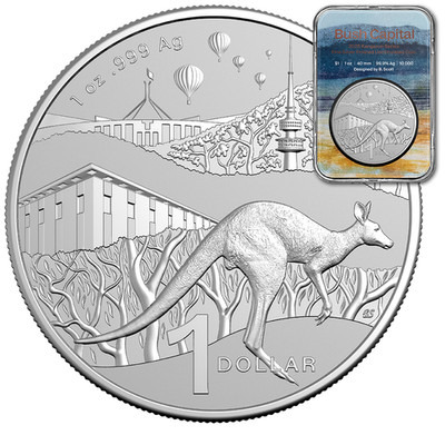Silbermünze Känguru Bush Capital 2025 - Australien - im Slab - 1 Oz ST
