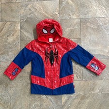 Disney Store Marvel Spider-Man Red Blue Hooded Raincoat Kids Size 5/6 Jacket