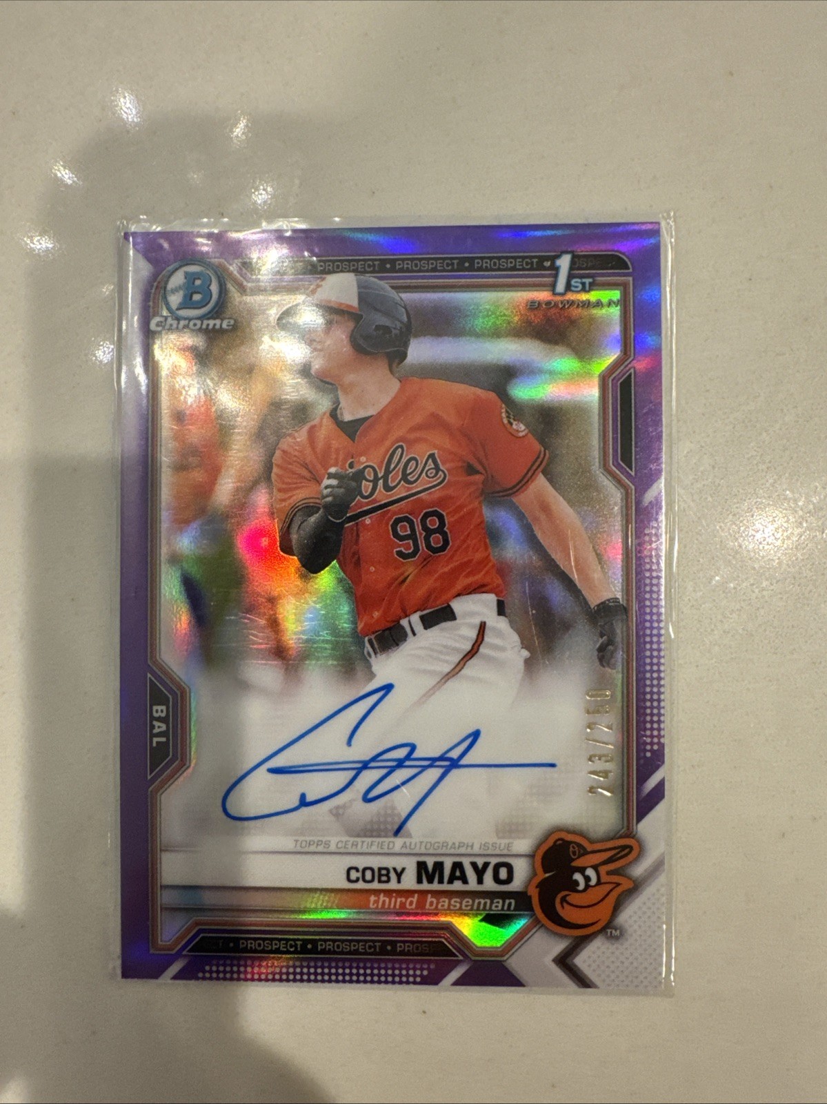2021 Bowman Chrome 1st COBY MAYO 💎 Auto Purple /250