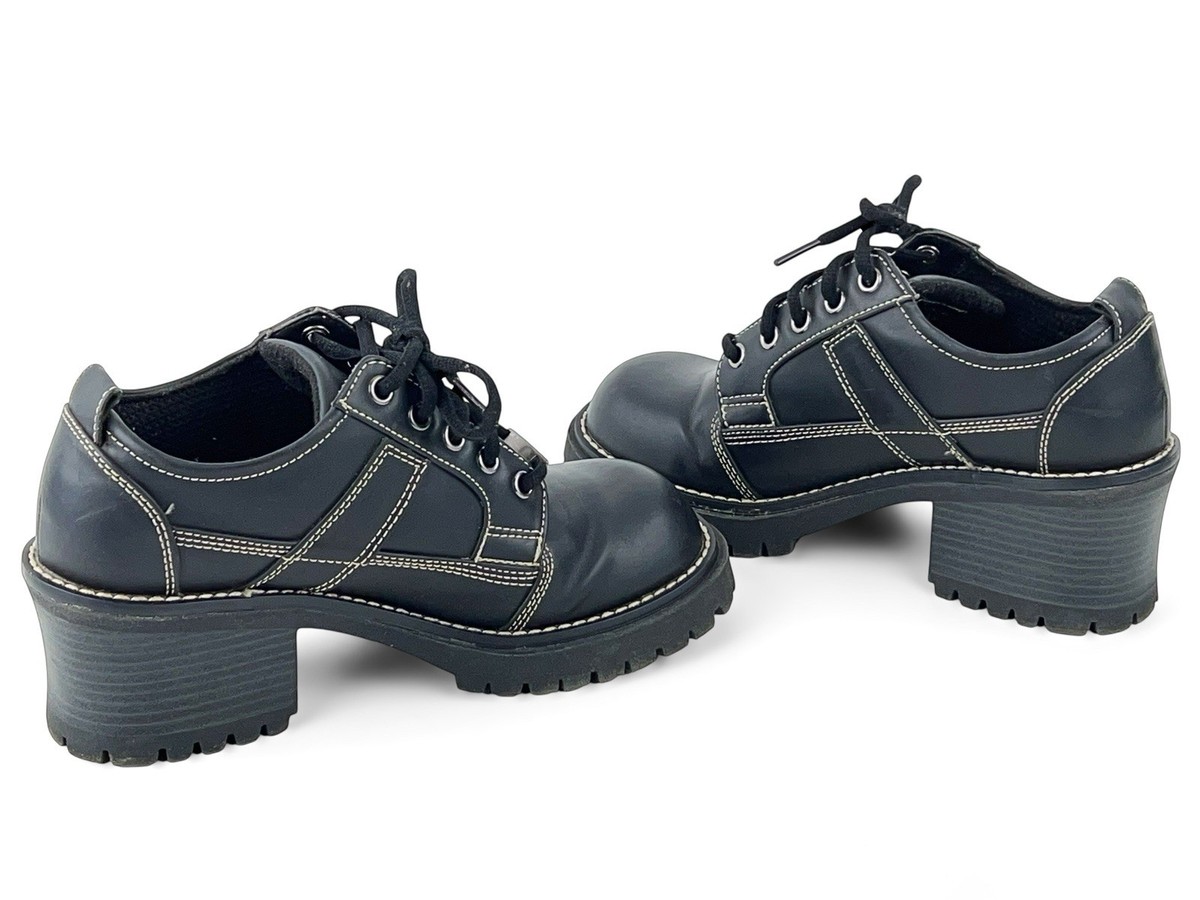 VINTAGE 90s Y2K Black Chunky Platform Oxfords Grunge Bratz