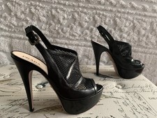 NWT Authentic Prada Black Leather Sandals, 1.5” Platform, 6” Stiletto Heel, 40