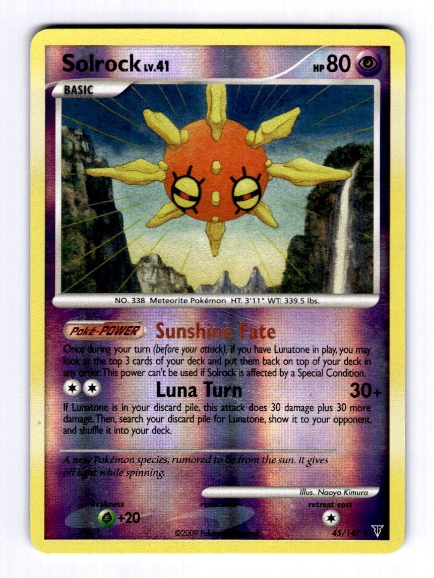 Solrock Supreme Victors #45 (2009) Rare Reverse Holo LP Pokemon